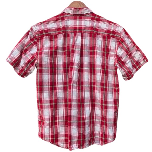 Abercrombie Short Sleeve Button Down Shirt, Red Plaid | L Boys - Picture 5 of 11